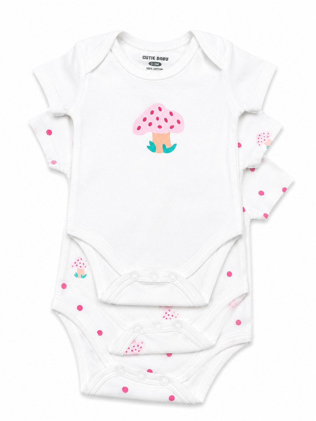 Baby Girls Onesie w/Mushroom 3Pk