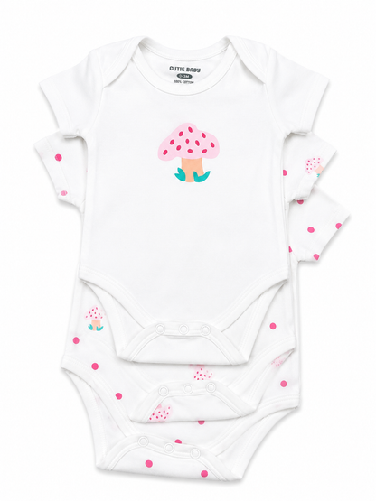 Baby Girls Onesie w/Mushroom 3Pk
