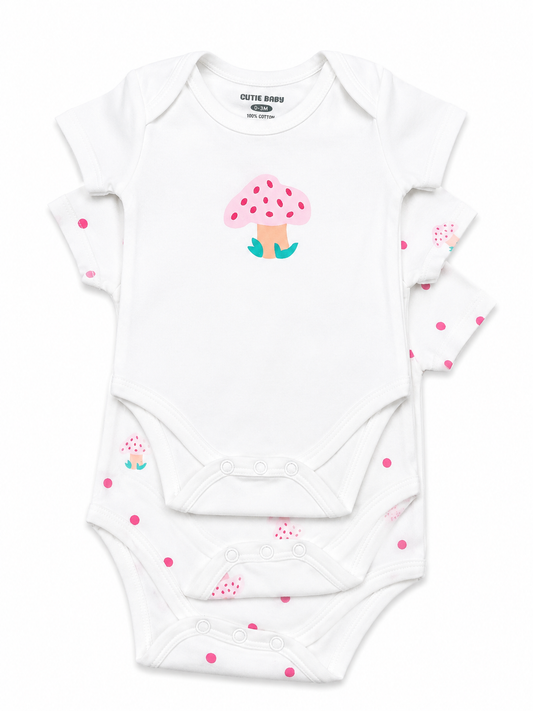 Baby Girls Onesie w/Mushroom 3Pk