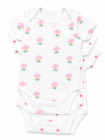 Baby Girls Onesie w/Mushroom 3Pk