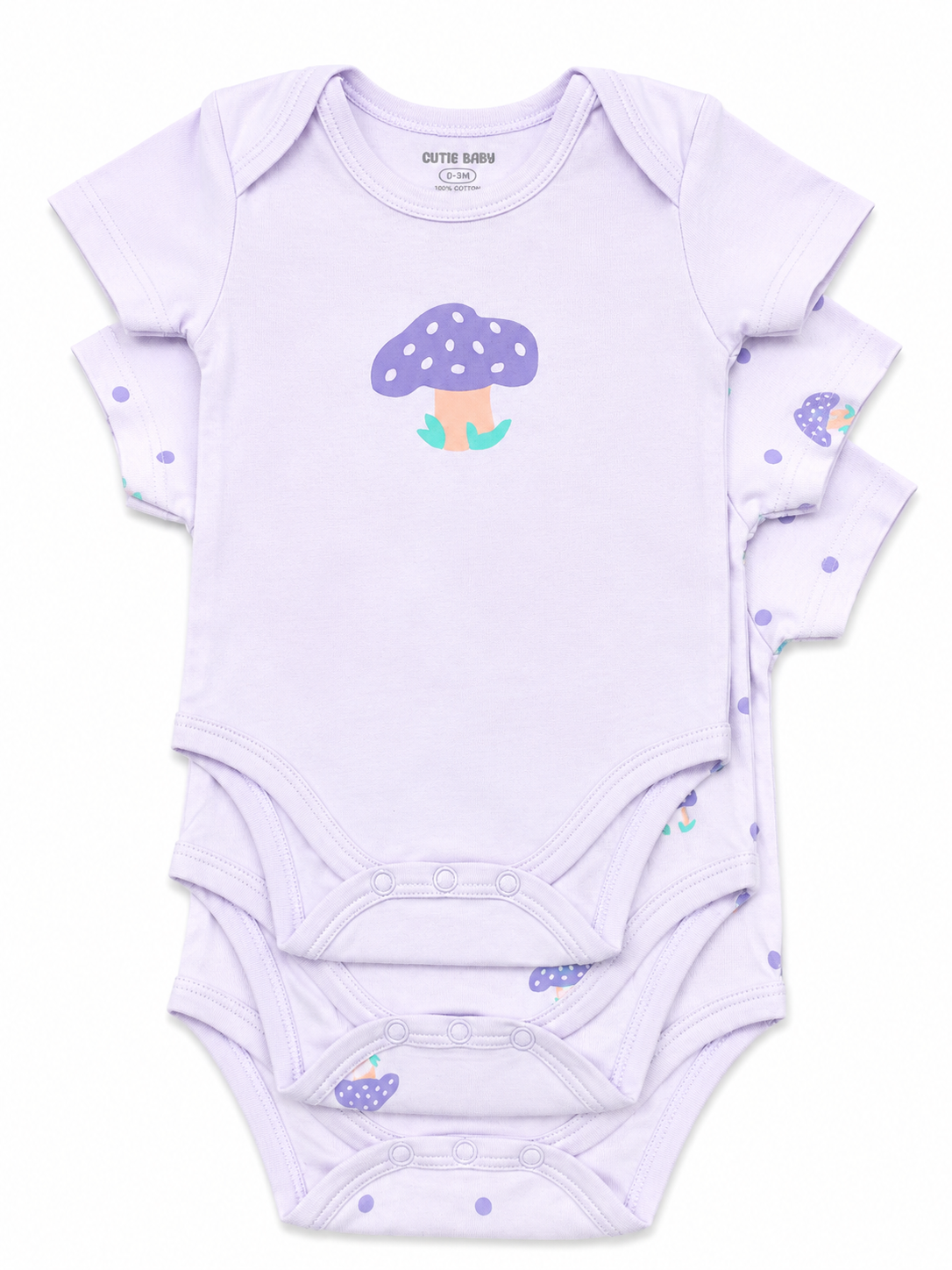 Baby Girls Onesie w/Mushroom 3Pk