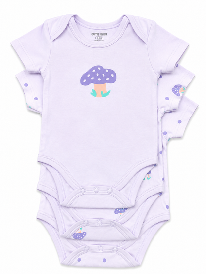 Baby Girls Onesie w/Mushroom 3Pk