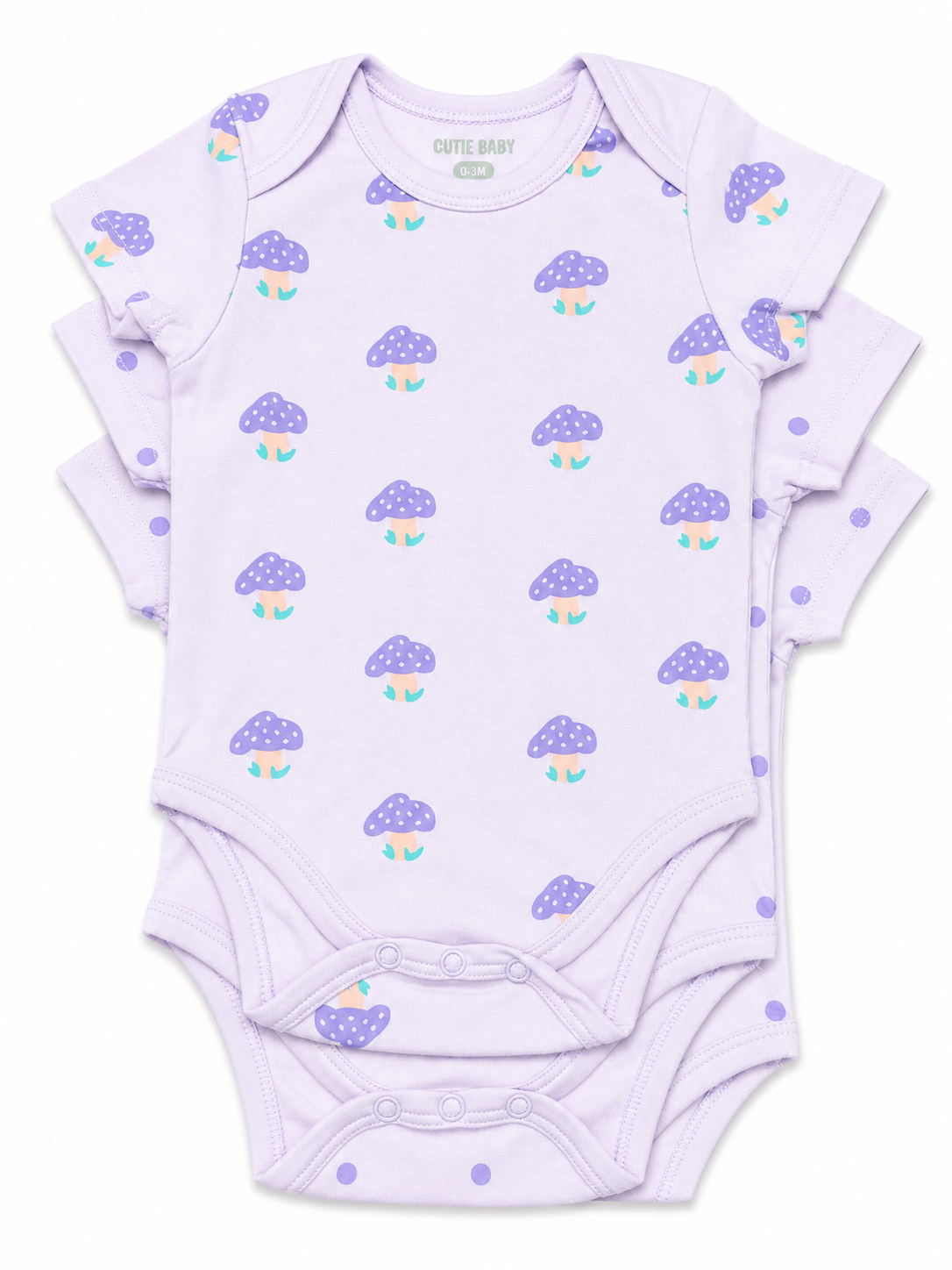 Baby Girls Onesie w/Mushroom 3Pk