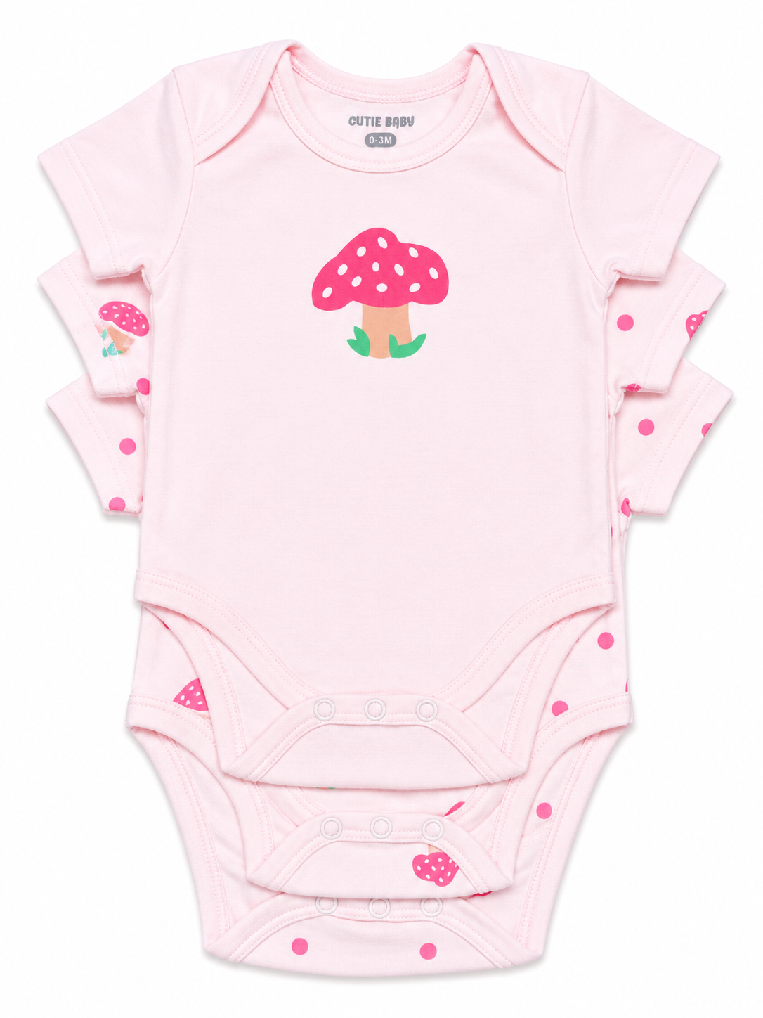 Baby Girls Onesie w/Mushroom 3Pk