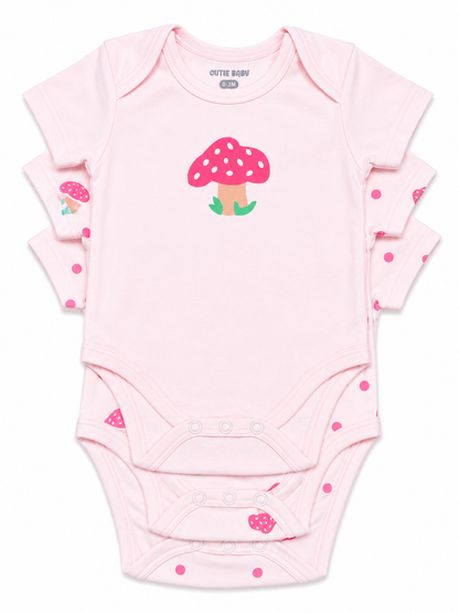 Baby Girls Onesie w/Mushroom 3Pk