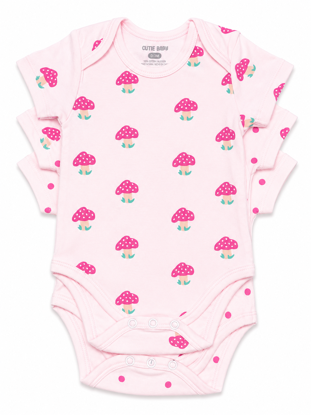 Baby Girls Onesie w/Mushroom 3Pk