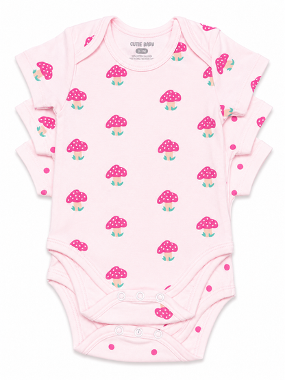 Baby Girls Onesie w/Mushroom 3Pk