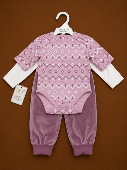 NB Girls 3pc Clth Set Owh Ints