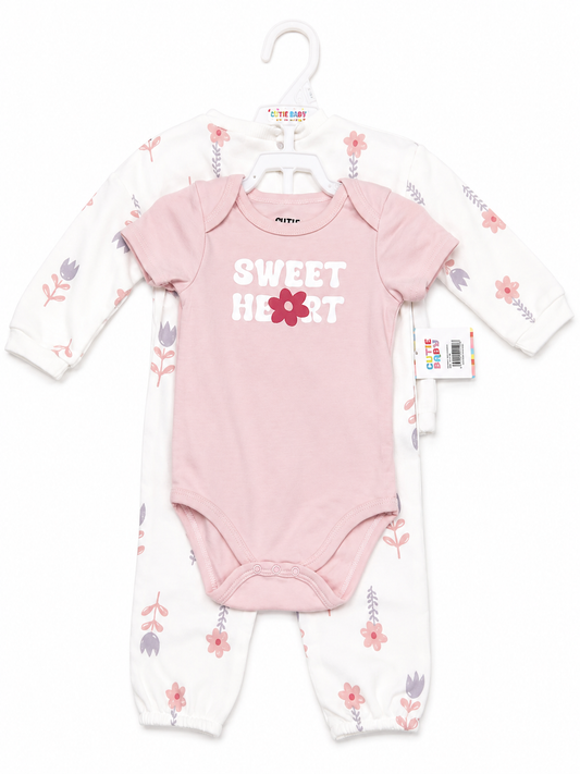 Infant Girl 3pc Track Suit and Onesie Set