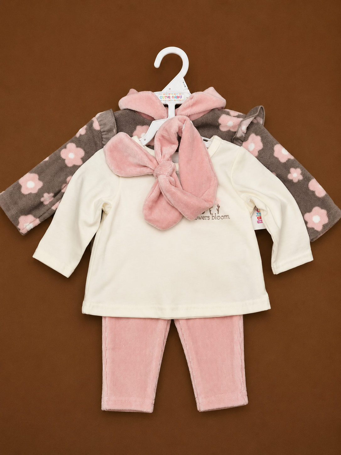 NB Girls 4pc Clth Set Pea Flwr