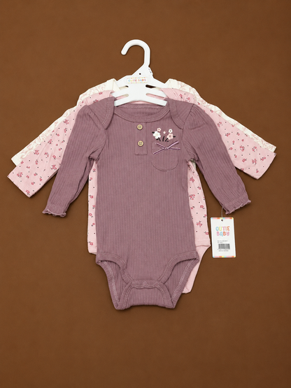 Newborn Girl Onesie 3pc Set 0-3M