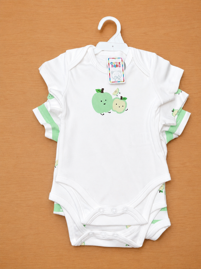 Boys Onesies with Apple Print 3pk 3asst