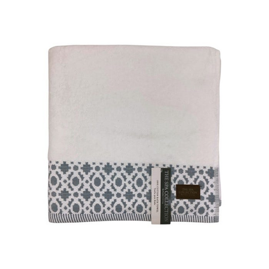Bath Towel with Goemetric Border Assorted