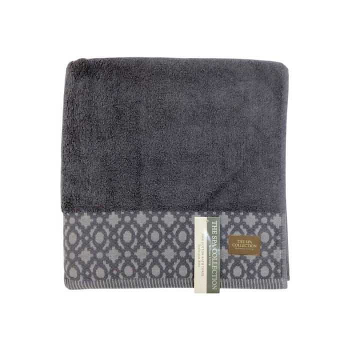 Bath Towel with Goemetric Border Assorted