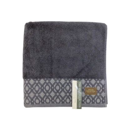 Bath Towel with Goemetric Border Assorted