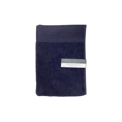 Bath Towel with Ribbed Stripe Navy