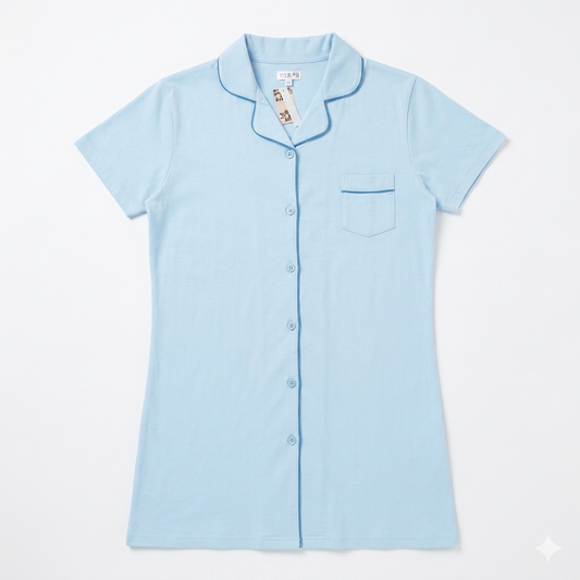 Ladies Short Sleeve Button Down Night Gown