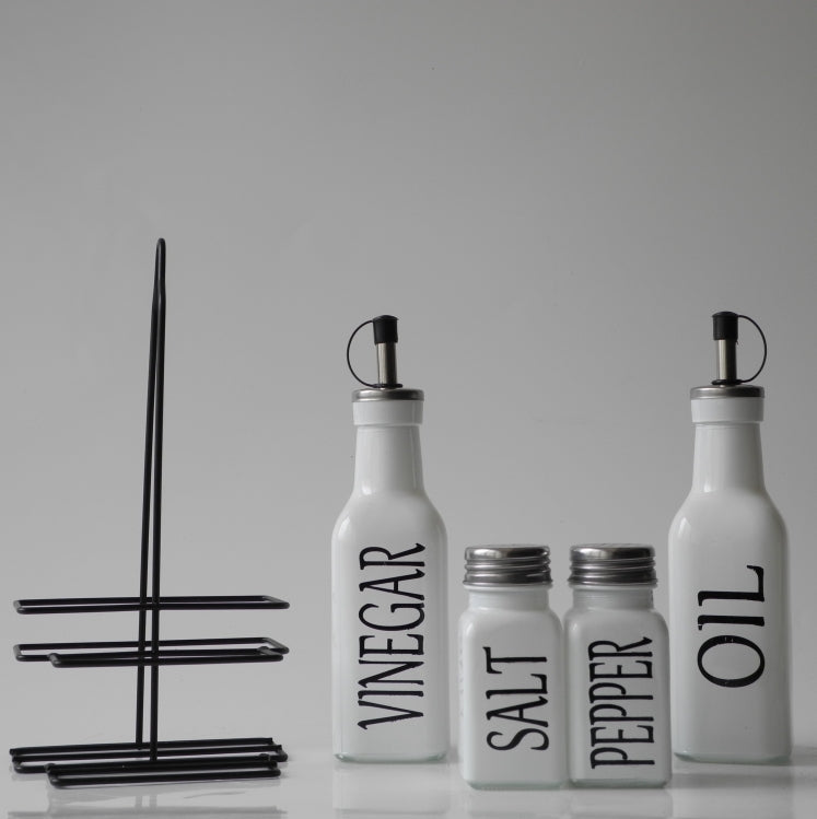 Condiment Set Gls 5pc MStnd SP