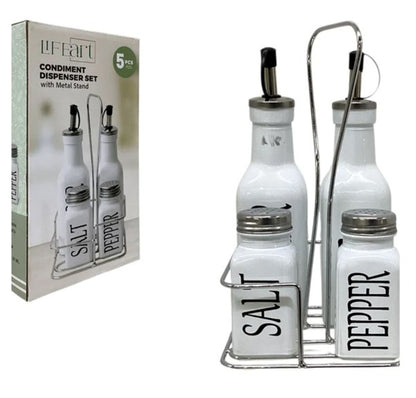 Condiment Set Gls 5pc MStnd SP