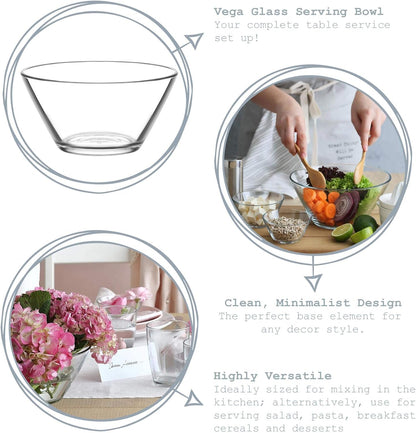Glass Salad Bowl Clear Med
