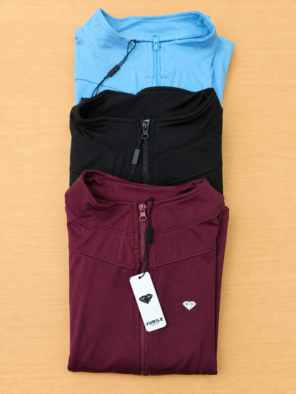 Ladies Jacket L Sleeve w Zip S-XL ast