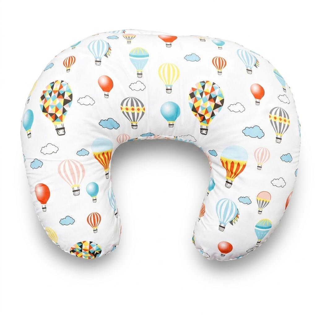 Baby Nursing Pillow C Shaped Lilac with Print