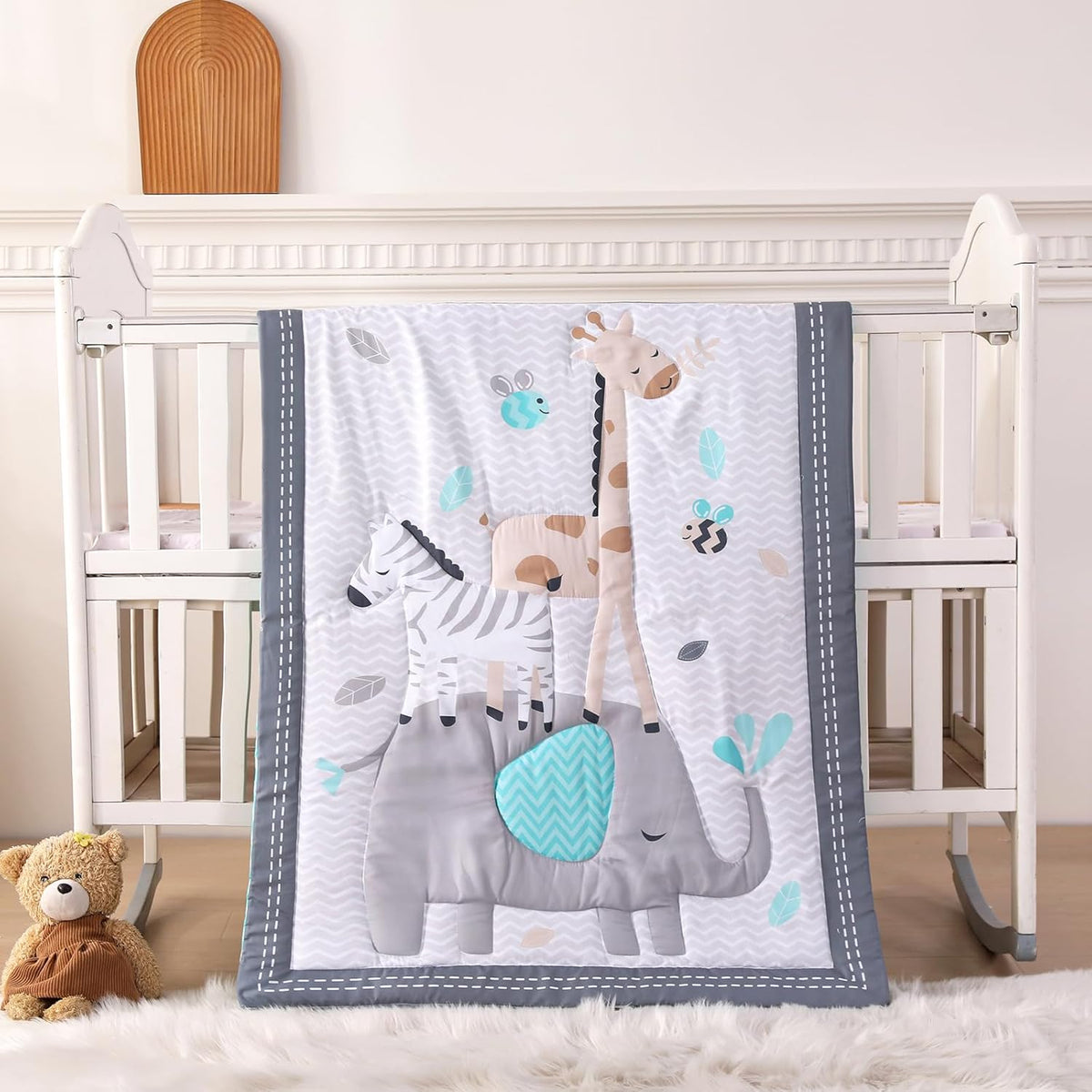 Crib Bedding Set 5pc Grey