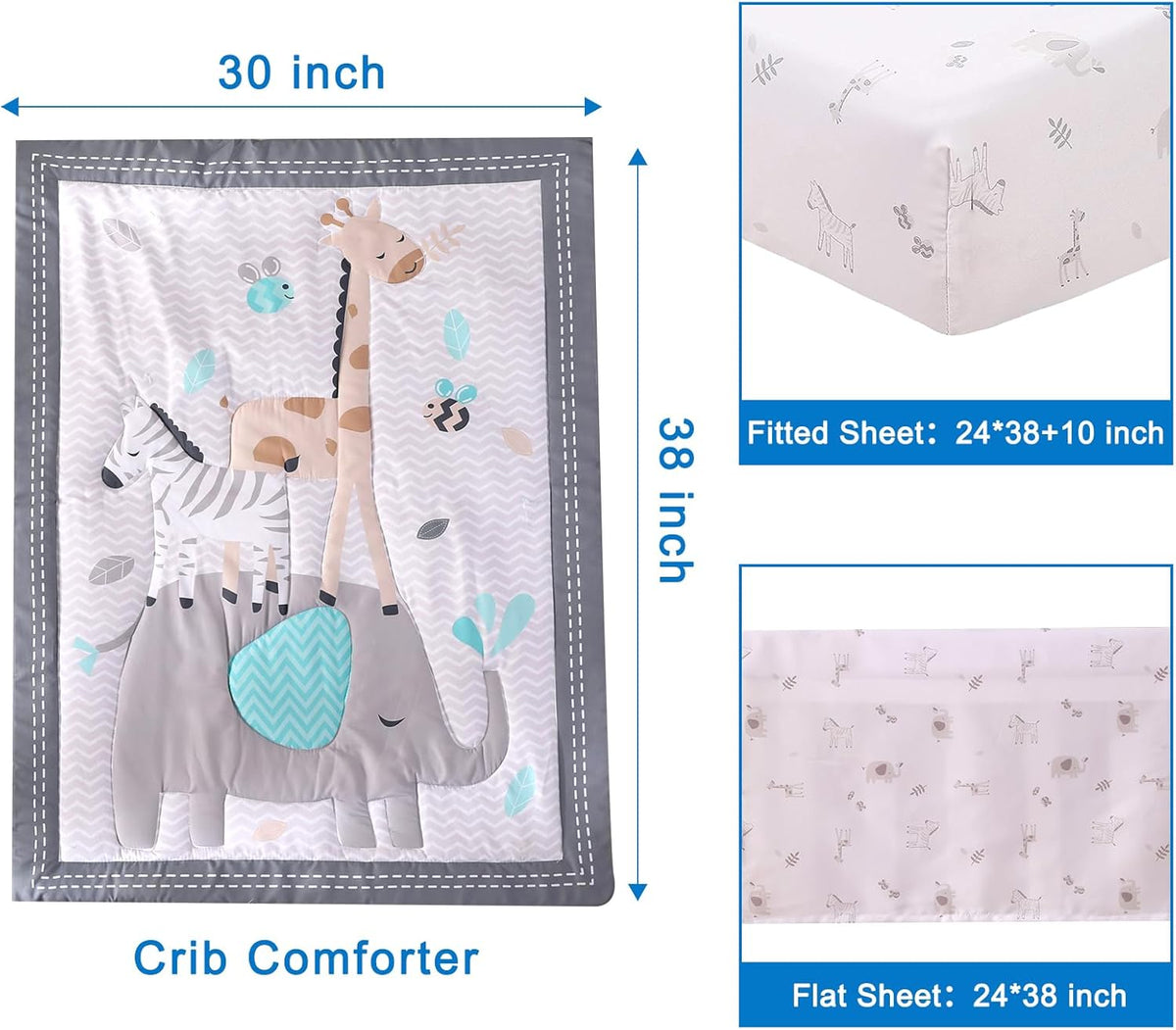 Crib Bedding Set 5pc Grey