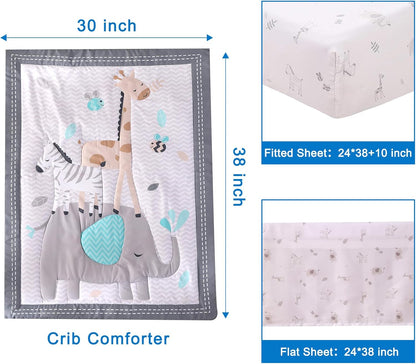 Crib Bedding Set 5pc Grey
