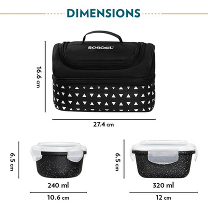 Tiffin Lunch Bag w/Glass Bowls Set