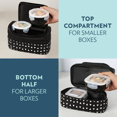 Tiffin Lunch Bag w/Glass Bowls Set