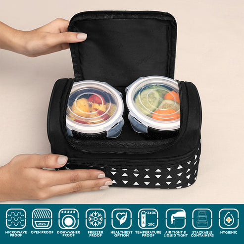 Tiffin Lunch Bag w/Glass Bowls Set