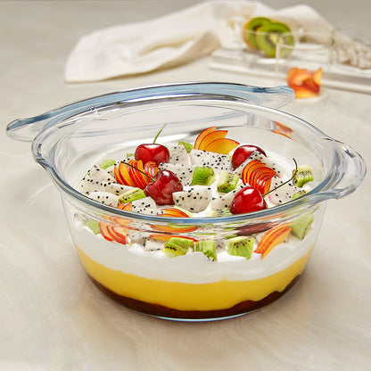 Glass Casserole w Lid Dp Rnd 2.5lt