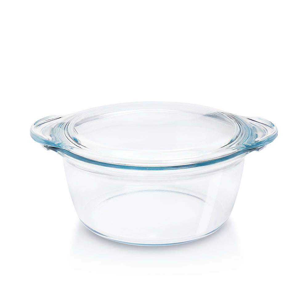 Glass Casserole w Lid Dp Rnd 2.5lt