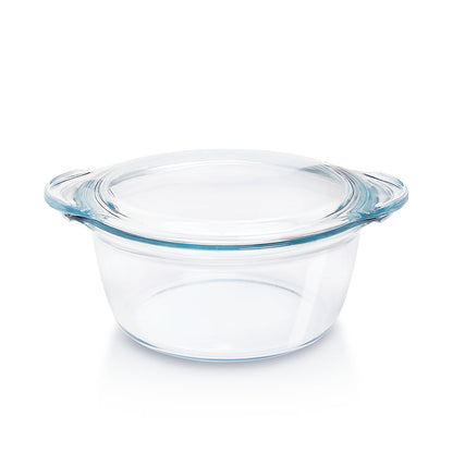 Glass Casserole w Lid Dp Rnd 2.5lt