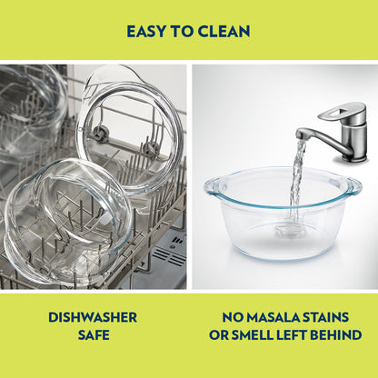 Glass Casserole w Lid Dp Rnd 2.5lt