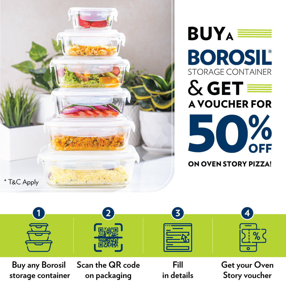 Glass Container Square Klip n Store 1Lt