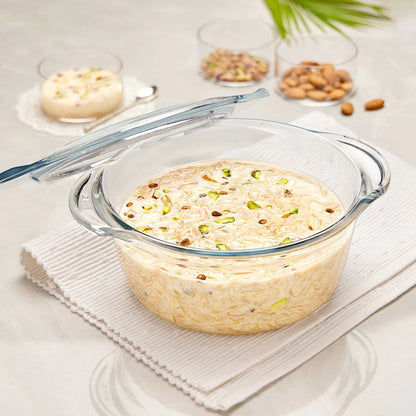 Glass Casserole w Lid Dp Rnd 1.2lt