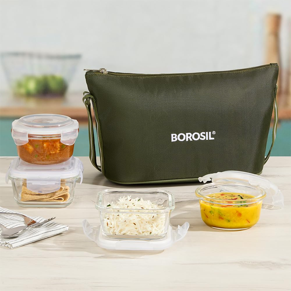 Daisy Lunch Bag w/Glass Bowls Set
