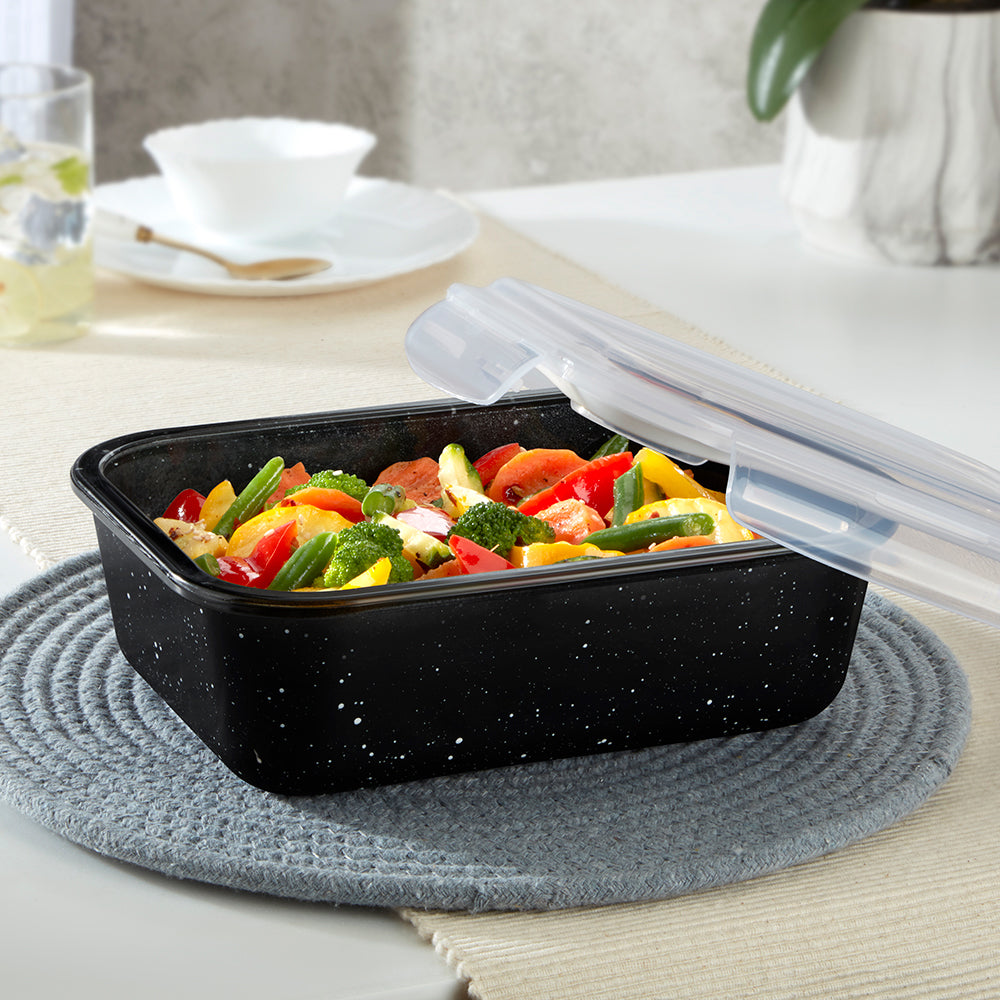 Rectangular Glass Storage Container Black 1.52L