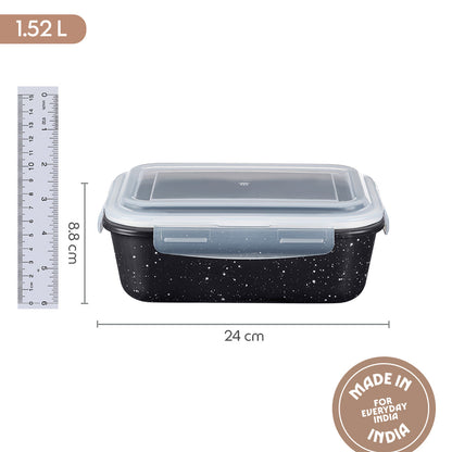 Rectangular Glass Storage Container Black 1.52L