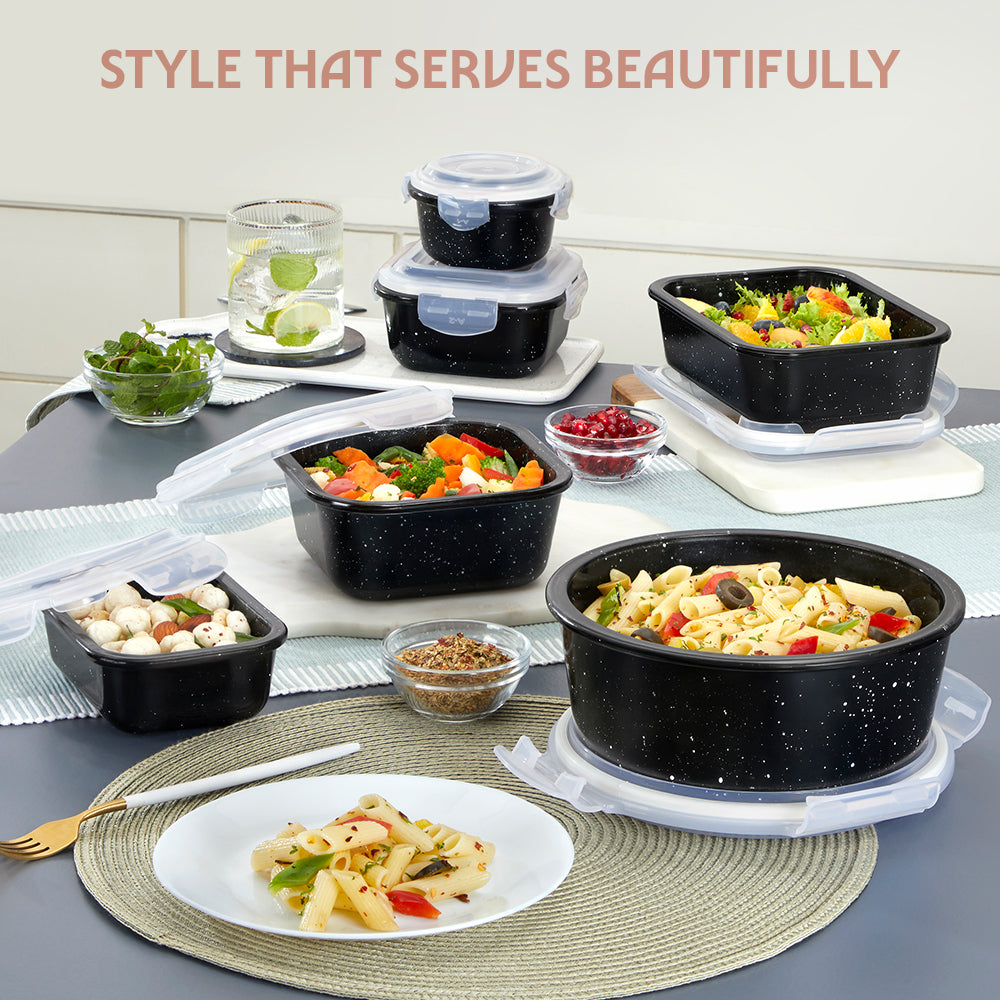Rectangular Glass Storage Container Black 1.52L