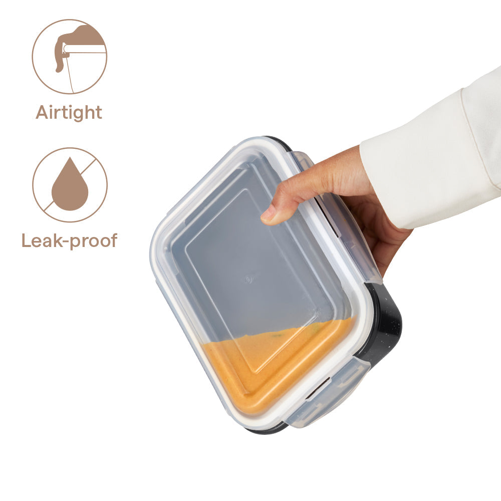 Rectangular Glass Storage Container Black 1.52L