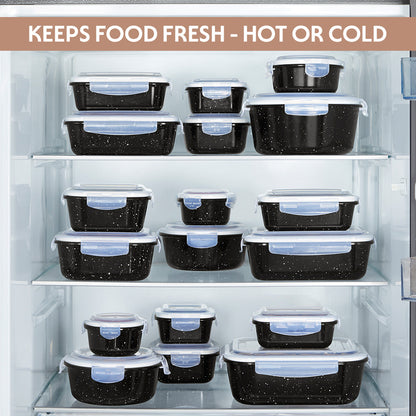 Rectangular Glass Storage Container Black 1.52L
