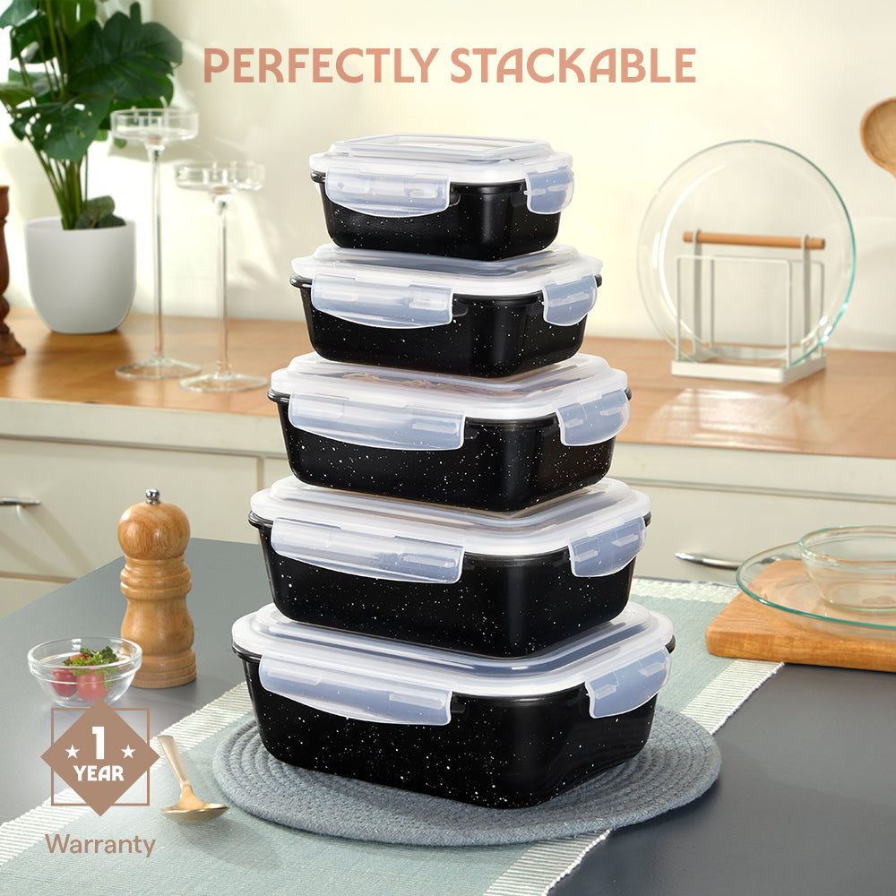Rectangular Glass Storage Container Black 1.52L