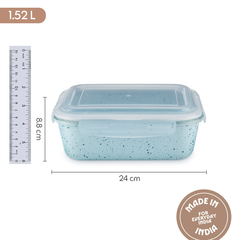 Rectangular Glass Storage Container Blue 1.52L