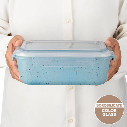 Rectangular Glass Storage Container Blue 1.52L