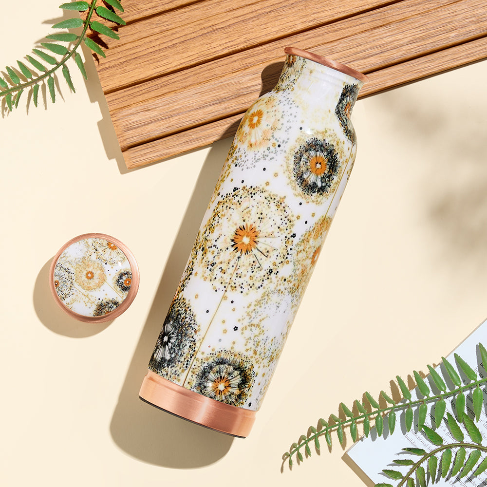 Tirtha Copper Bottle Floral 600ml