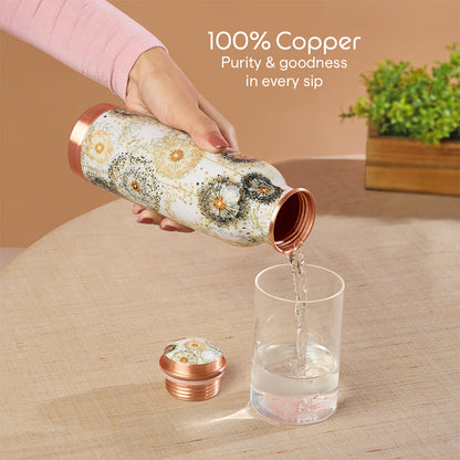 Tirtha Copper Bottle Floral 600ml