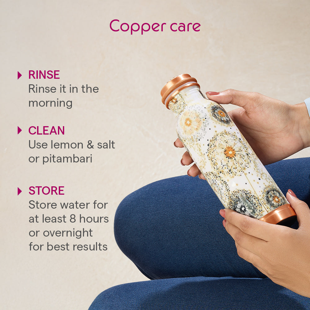 Tirtha Copper Bottle Floral 600ml